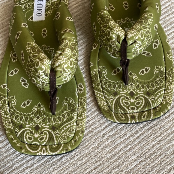 The Attico Indie Bandana Printed Thong Sandals Flip Flops Green Size 11 41 NWT - Picture 8 of 8